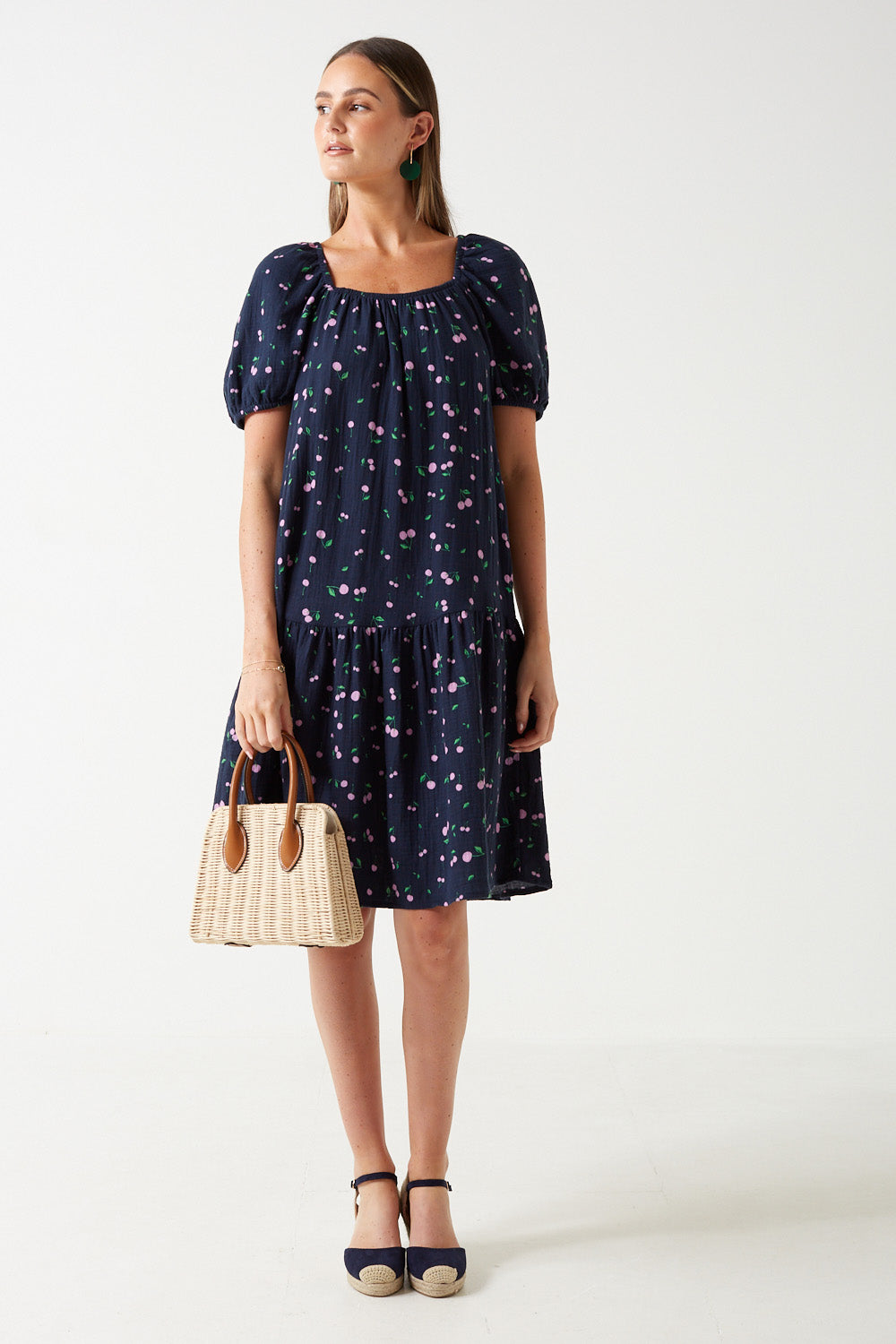 Natali 2/4 Dress In Navy Print