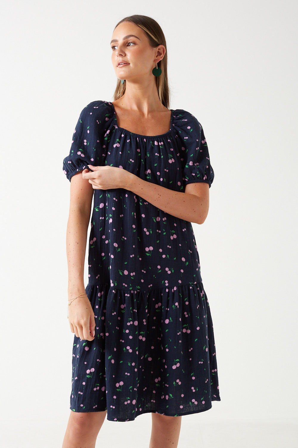 Natali 2/4 Dress In Navy Print