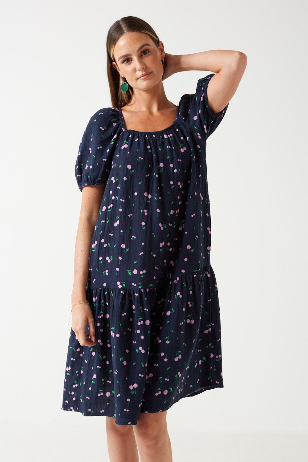 Natali 2/4 Dress In Navy Print