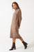 Daniela Ls Cowl Neck Knit Midi Dress in Brown