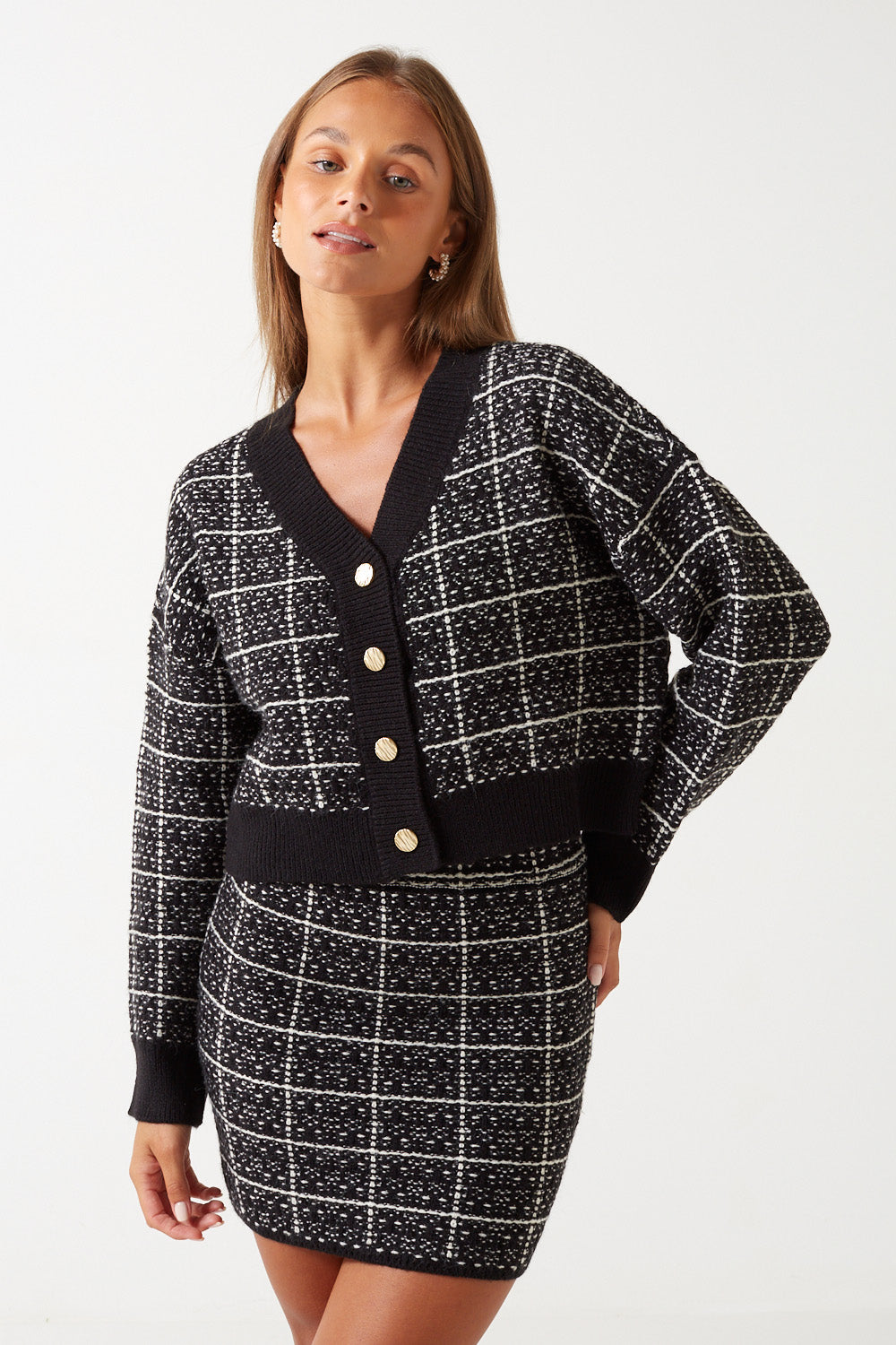 Kia Mini Knitted Skirt in Black and White