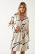 Merle Long Sleeve Short Wrap Printed Dress in Grey