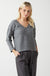 Blis 7/8 V-Neck Top in Grey Marl