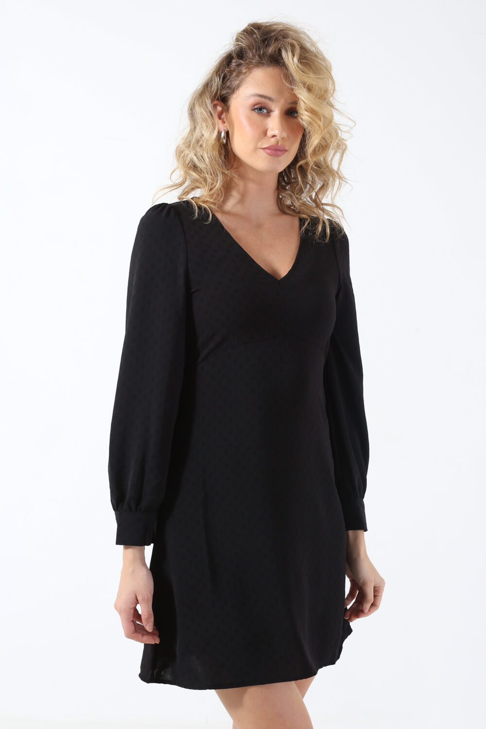 Teen LS Short Dress in Black