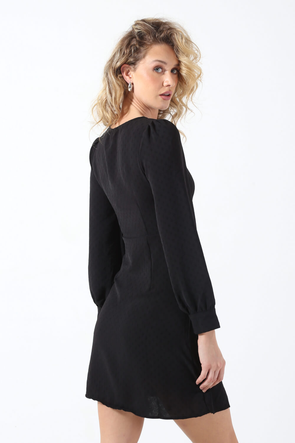 Teen LS Short Dress in Black