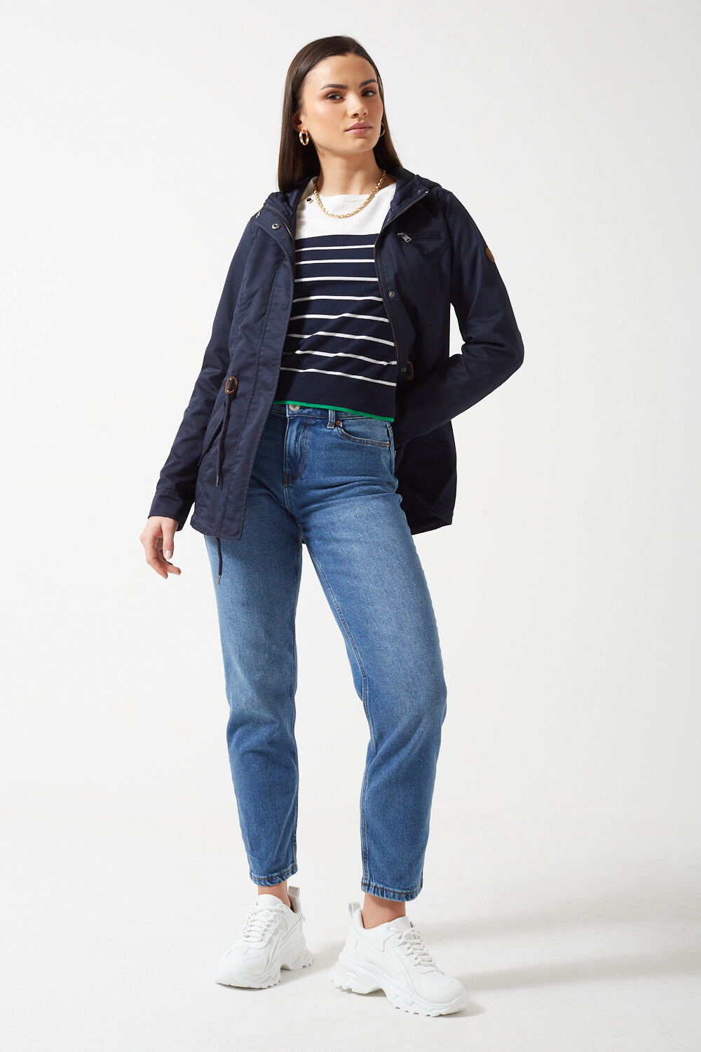Kyla Mid Rise Straight Jeans in Blue