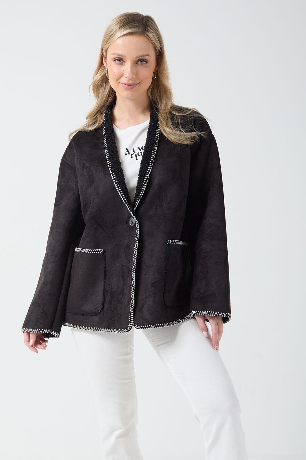 Livia Stitch Detail Jacket in Black