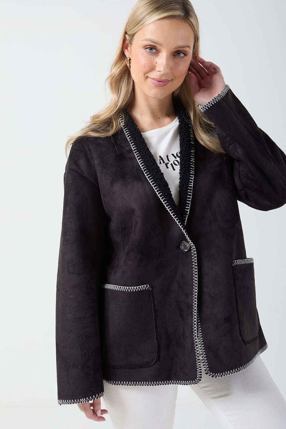 Livia Stitch Detail Jacket in Black