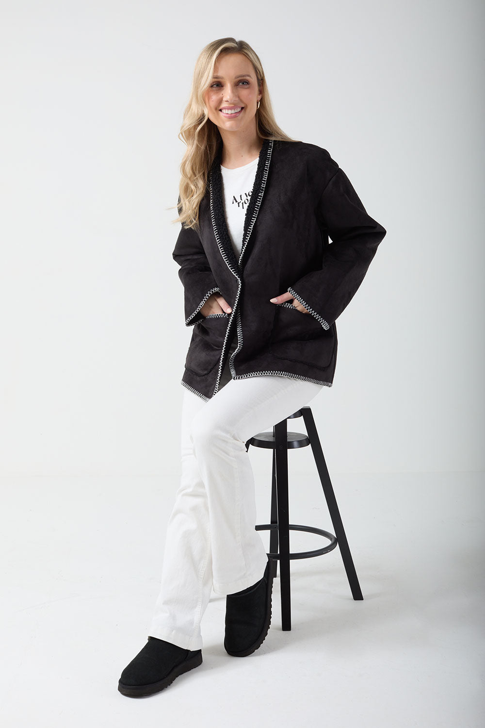 Livia Stitch Detail Jacket in Black