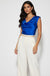 Lia Satin Cowl Neck Top in Royal Blue