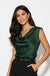 Lia Satin Cowl Neck Top in Forest Green