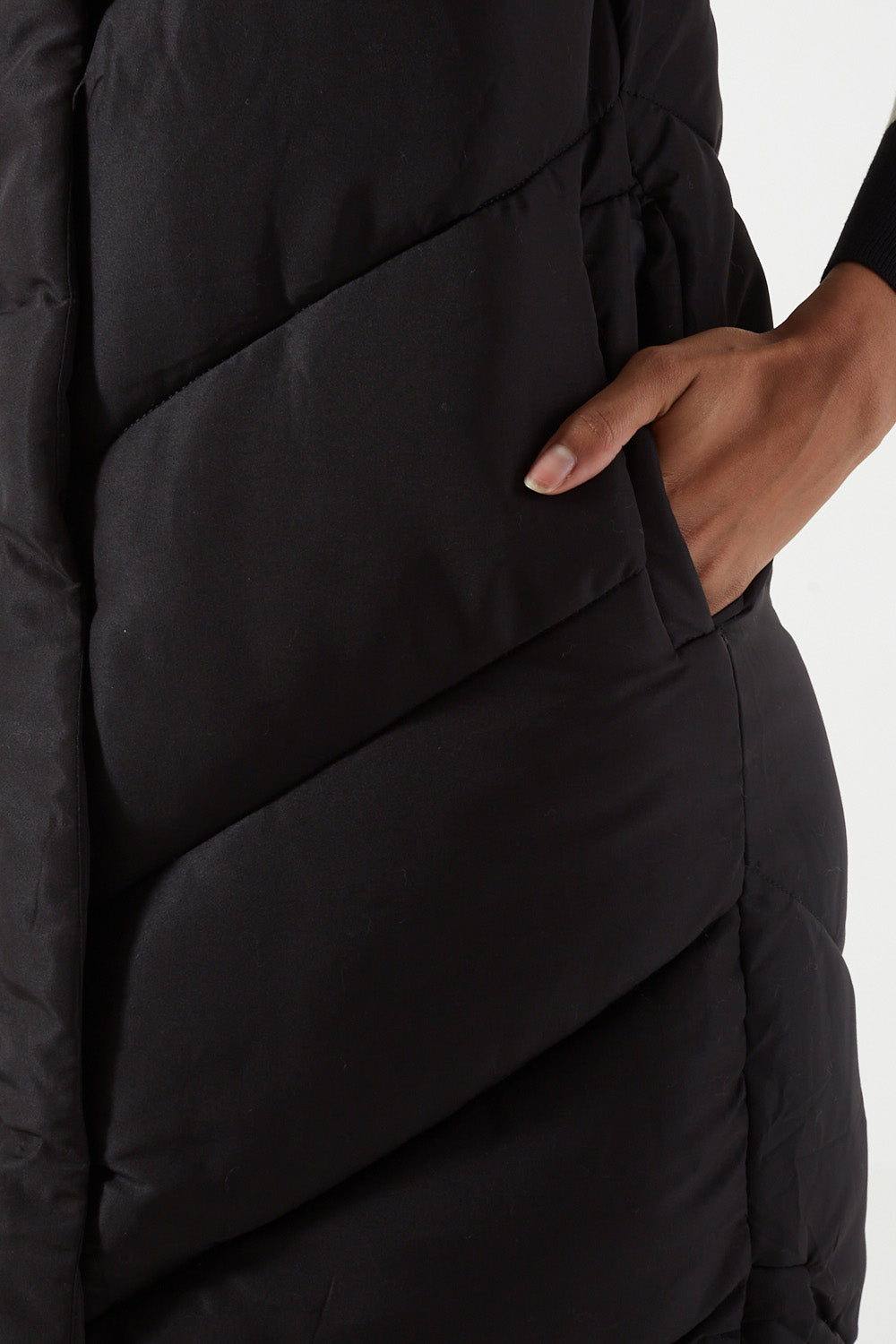 Ginnie Long Hooded Gilet in Black