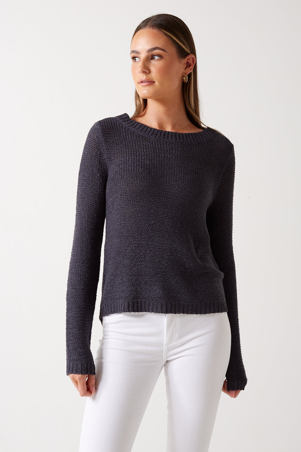 Geena XO L/S Knit Pullover in Navy