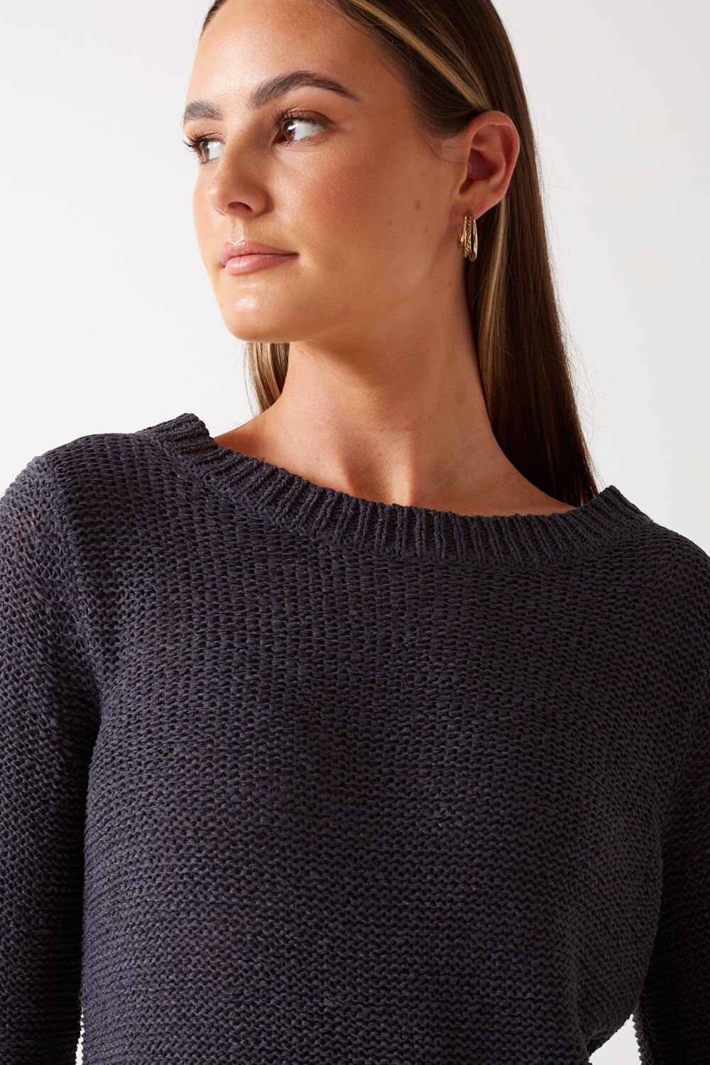 Geena XO L/S Knit Pullover in Navy