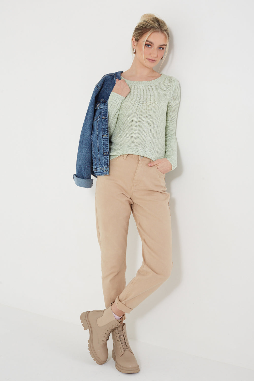 Geena Knit Pullover in Light Green