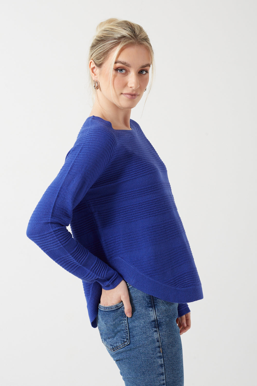 Caviar Knit Pullover in Blue