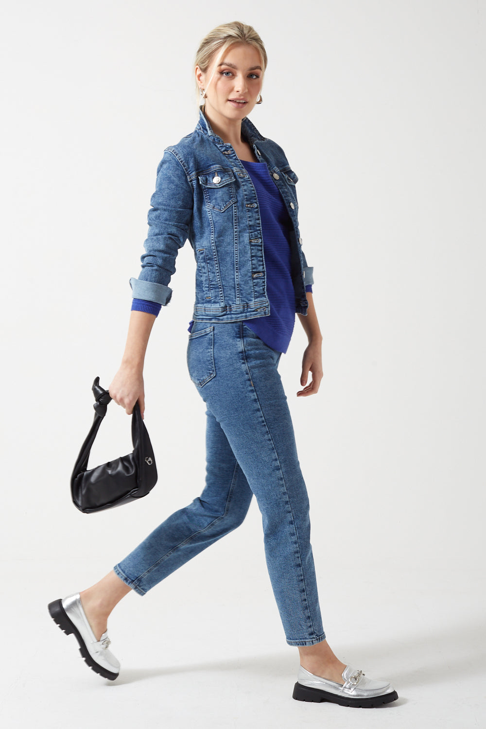 Caviar Knit Pullover in Blue