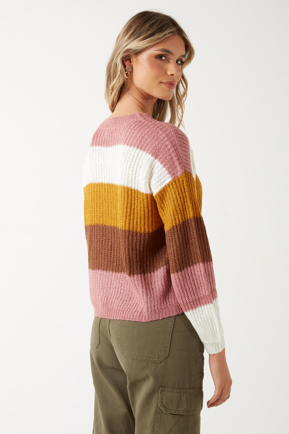 Badut Loose Knit Striped Jumpers in Brown and Rose