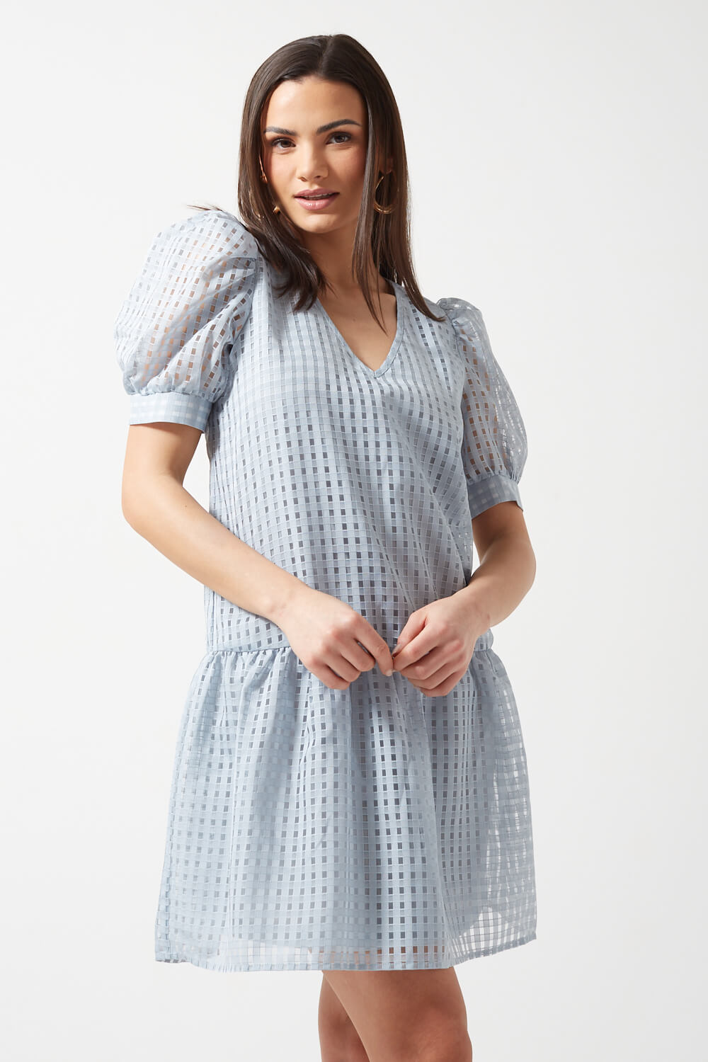 Magenta Mesh Dress in Blue