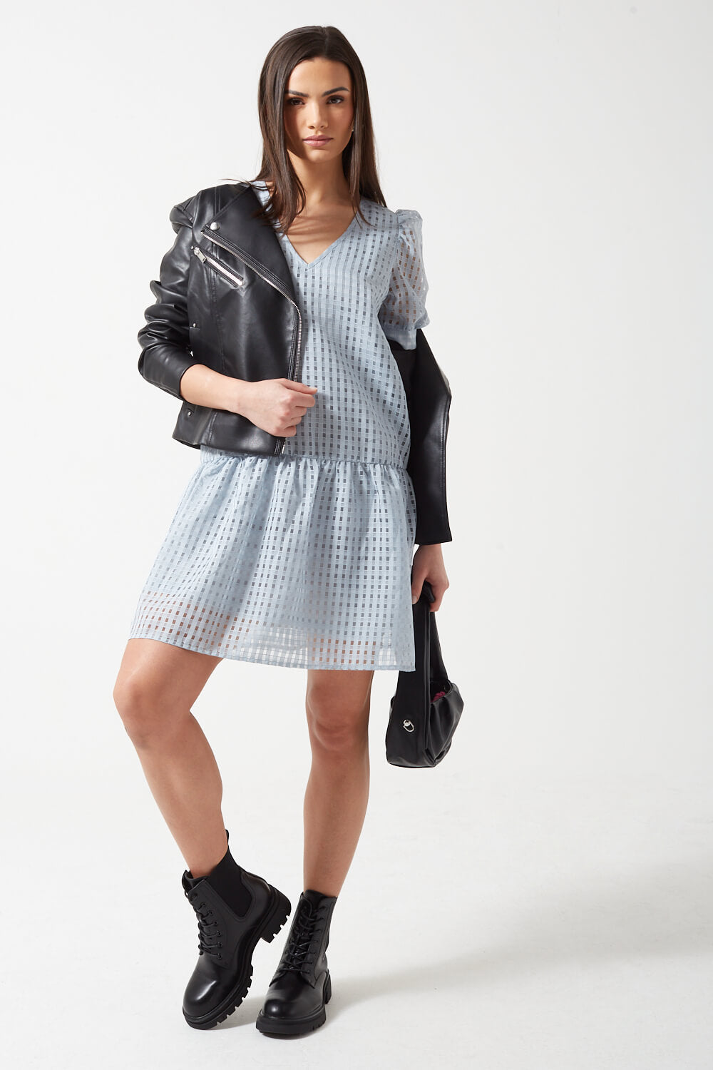 Magenta Mesh Dress in Blue