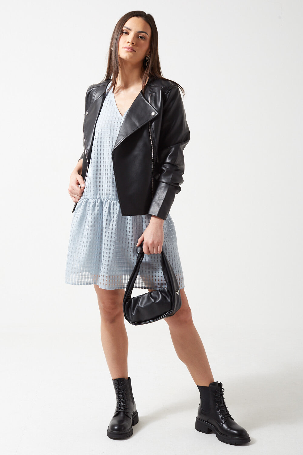 Magenta Mesh Dress in Blue