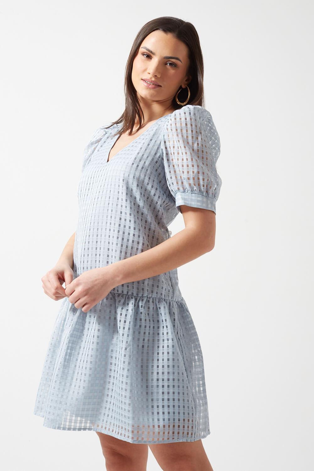 Magenta Mesh Dress in Blue