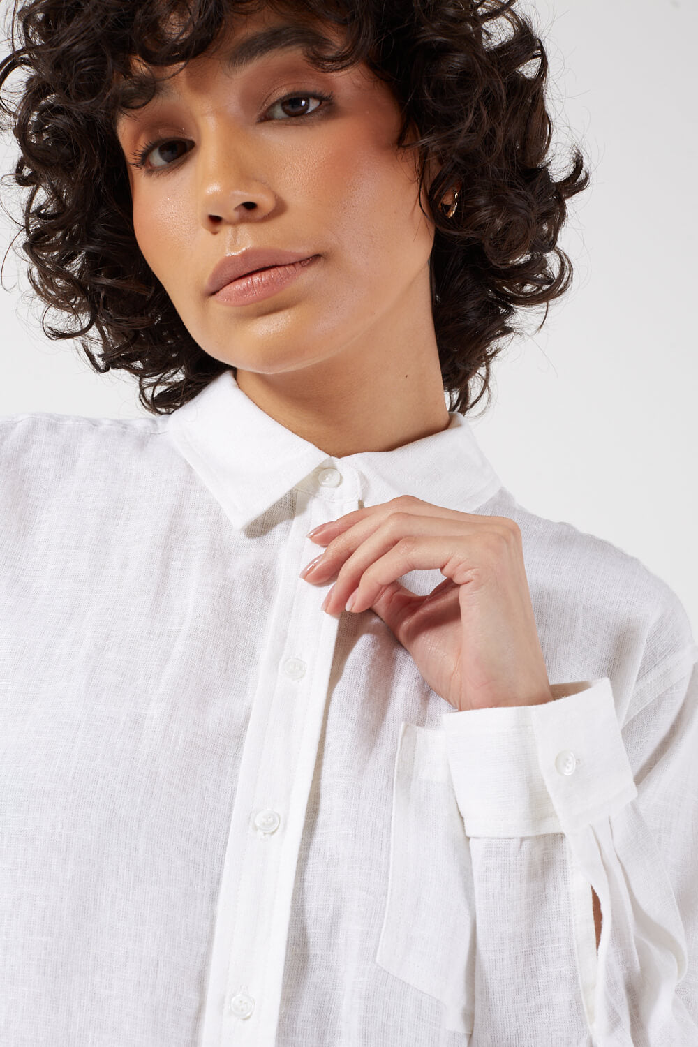 Tokyo Lons Sleeve Linen Blend Shirt in White
