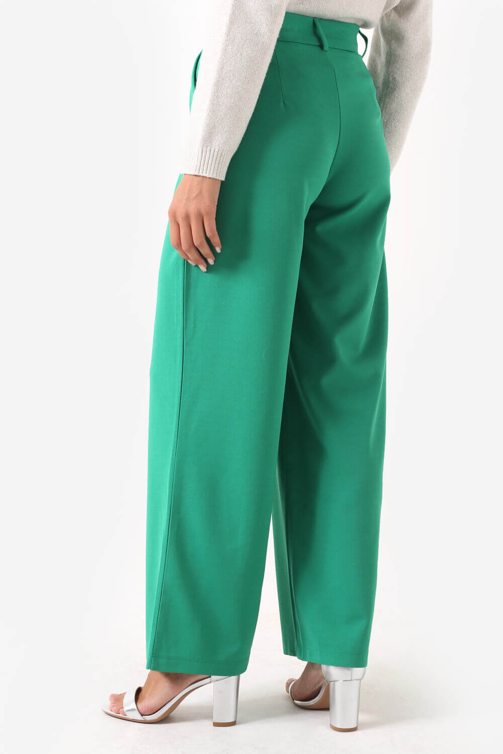 Catia Wide Leg Trousers in Green