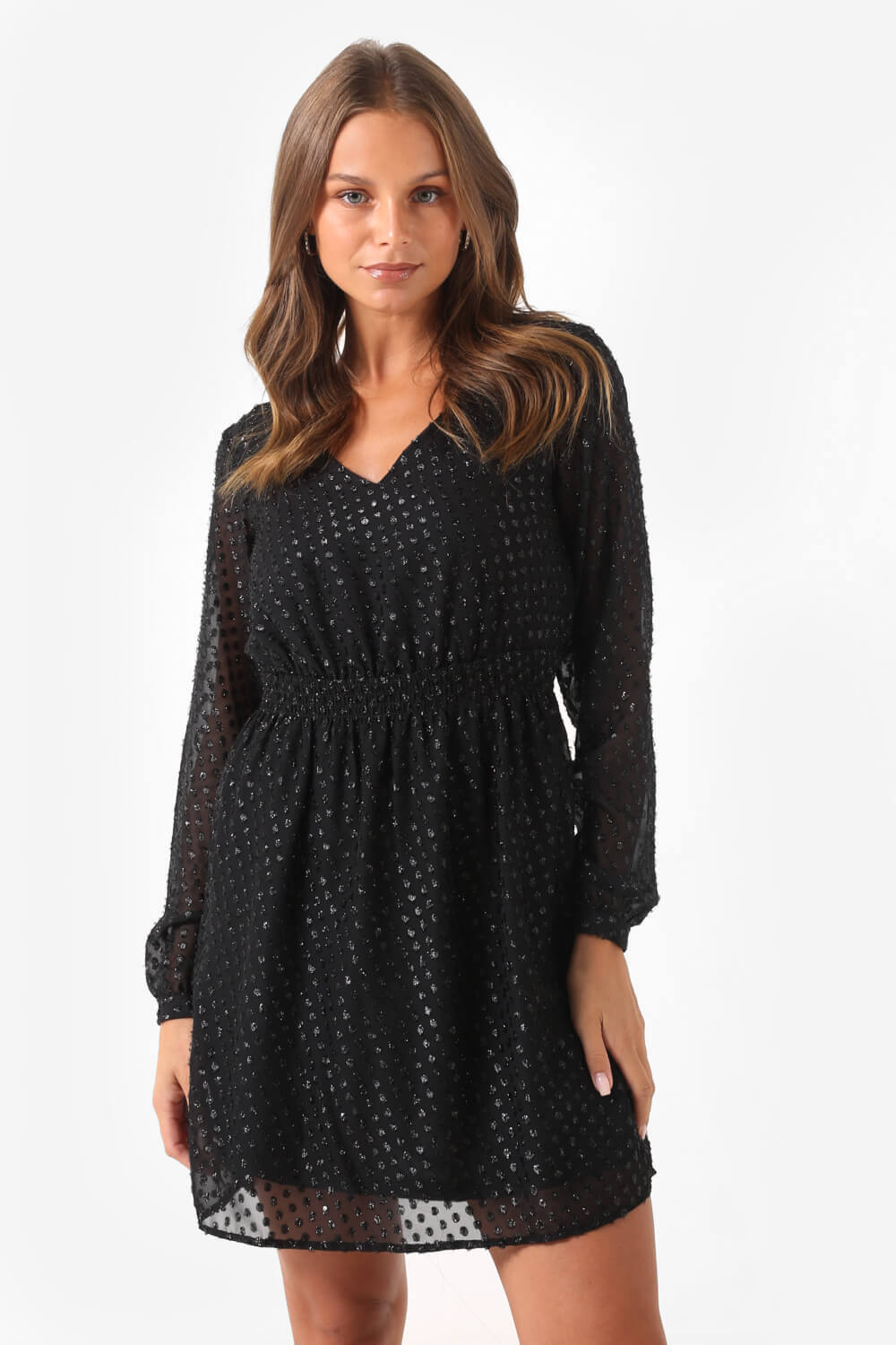 Dee Sparkly Short Dress in Black