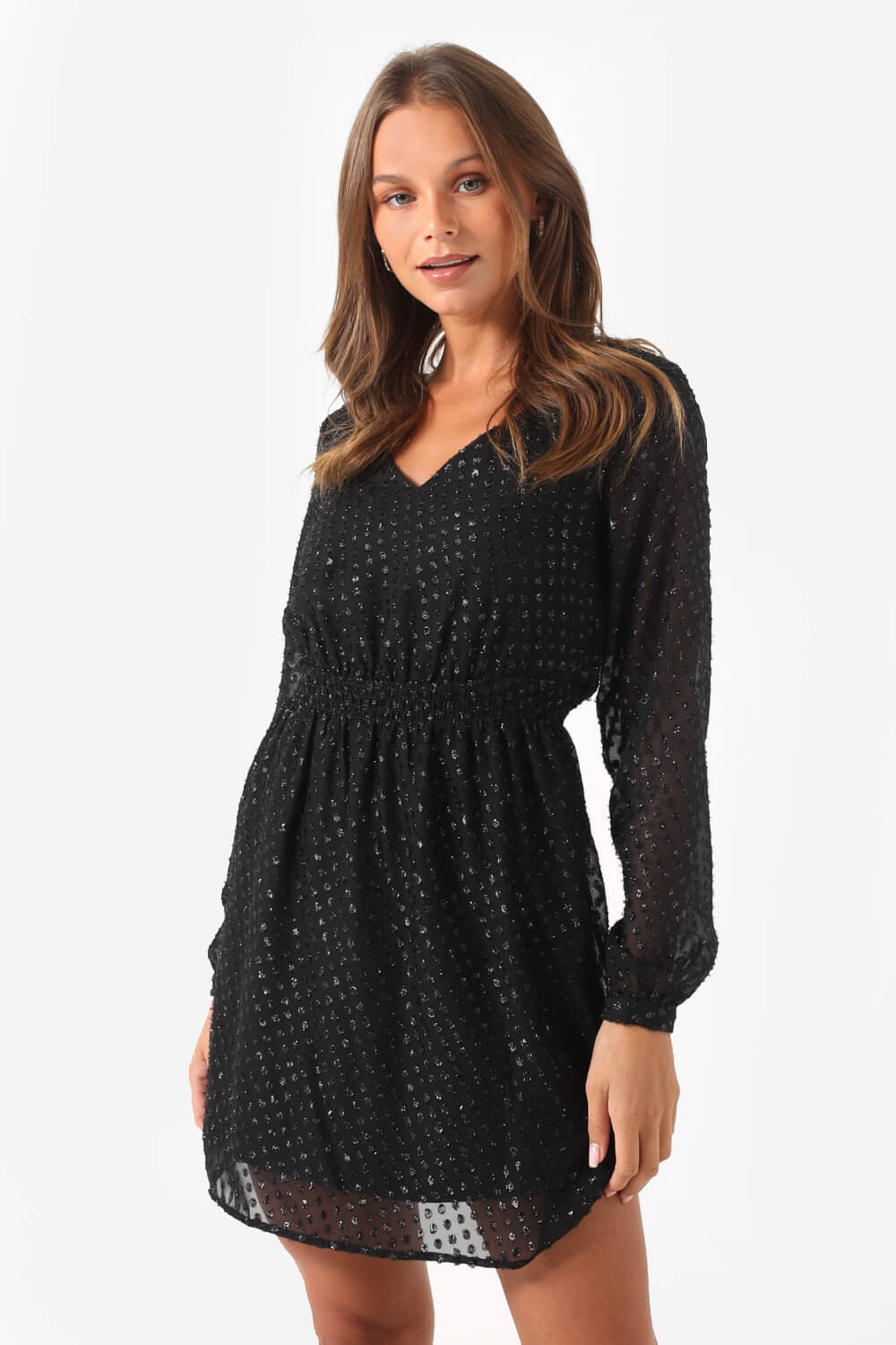 Dee Sparkly Short Dress in Black
