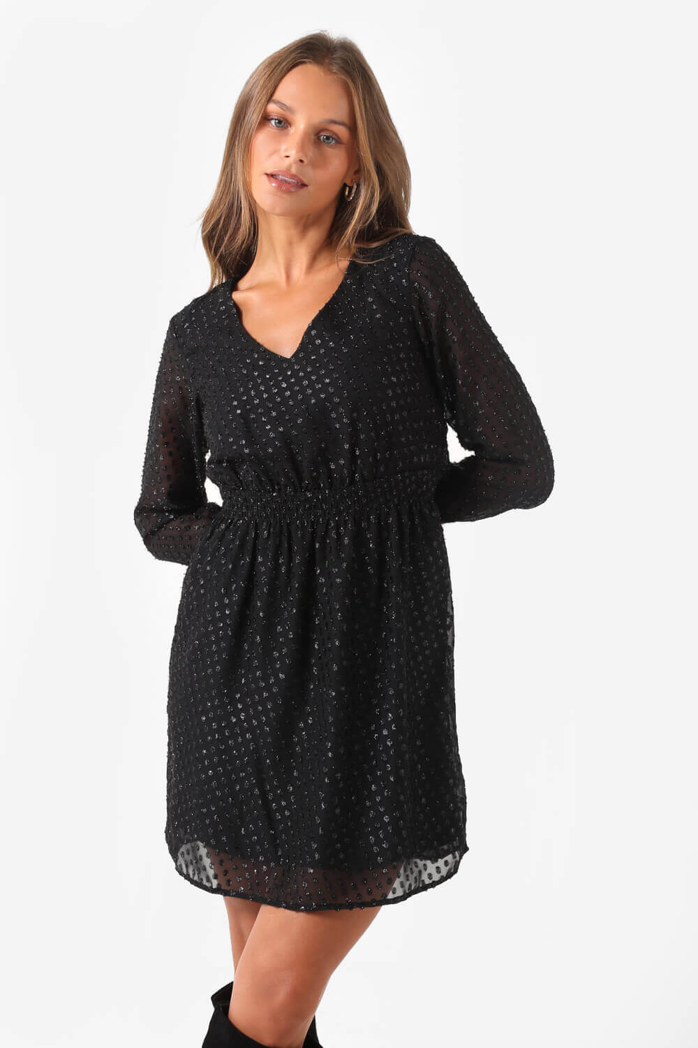 Dee Sparkly Short Dress in Black