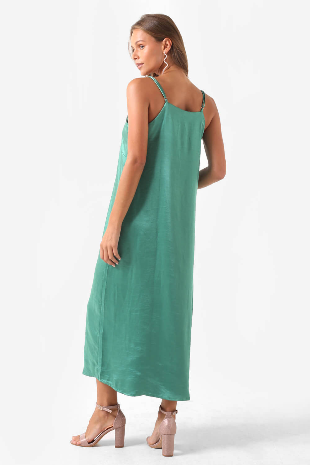 Cosmo Slip Midi Dress in Green