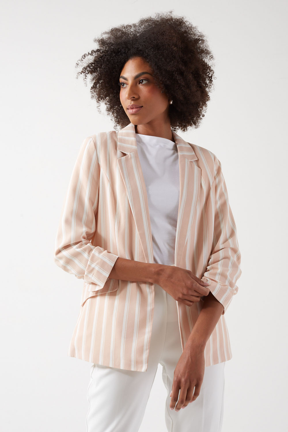 Diana Stripe Blazer in Blush