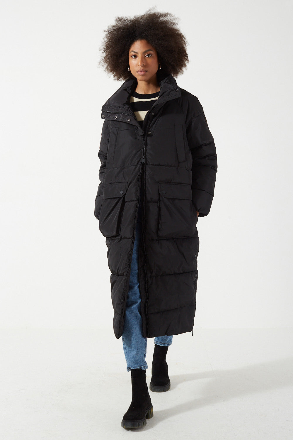 Nora X-Long Puffer Jacket in Black