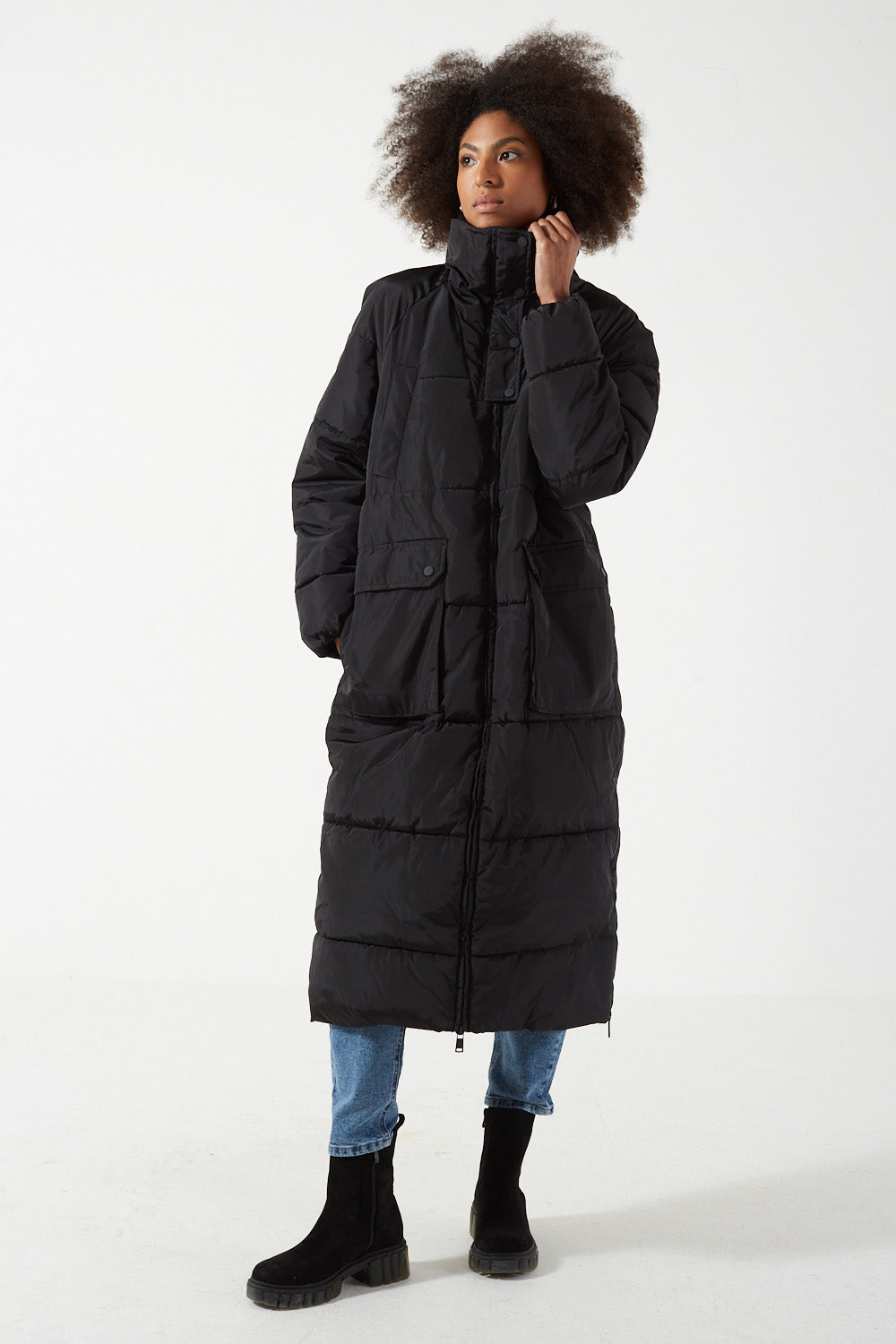 Nora X-Long Puffer Jacket in Black