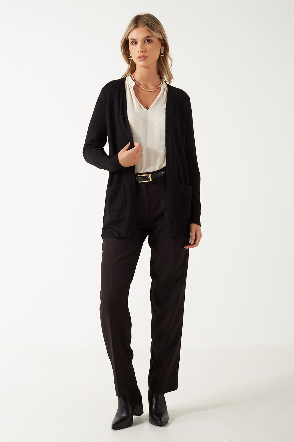 Lana-Berry High Waist Wide Leg Trousers in Black