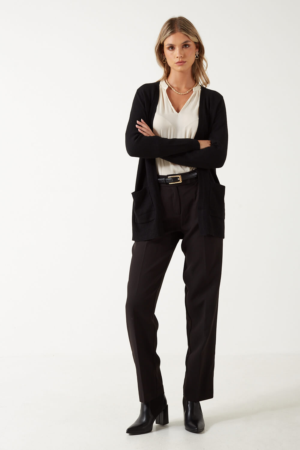 Lana-Berry High Waist Wide Leg Trousers in Black