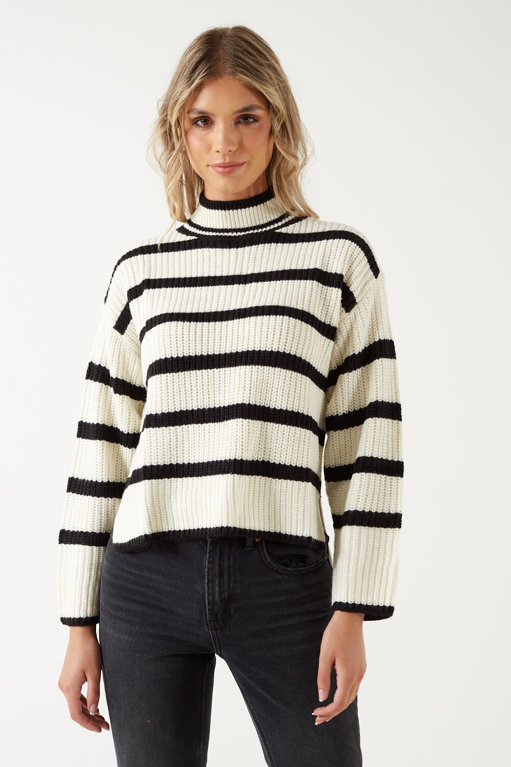 Justy Runa High Neck Striped Pullover
