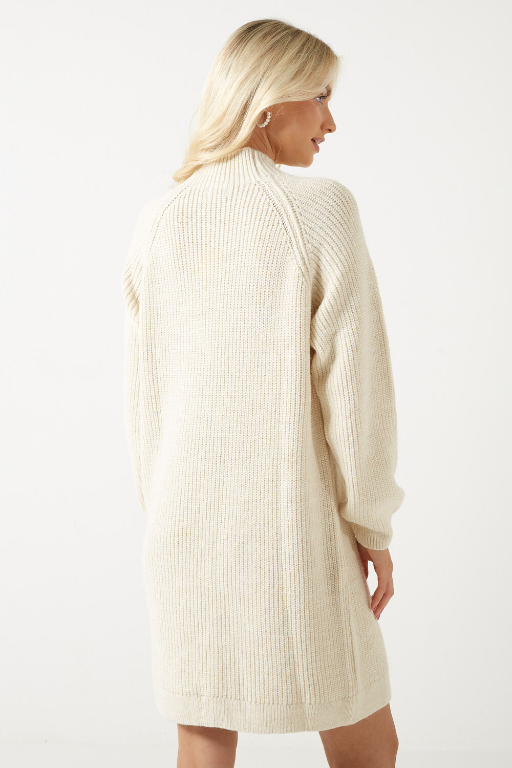 Joelle Pearl Buttons High Neck Knit Dress