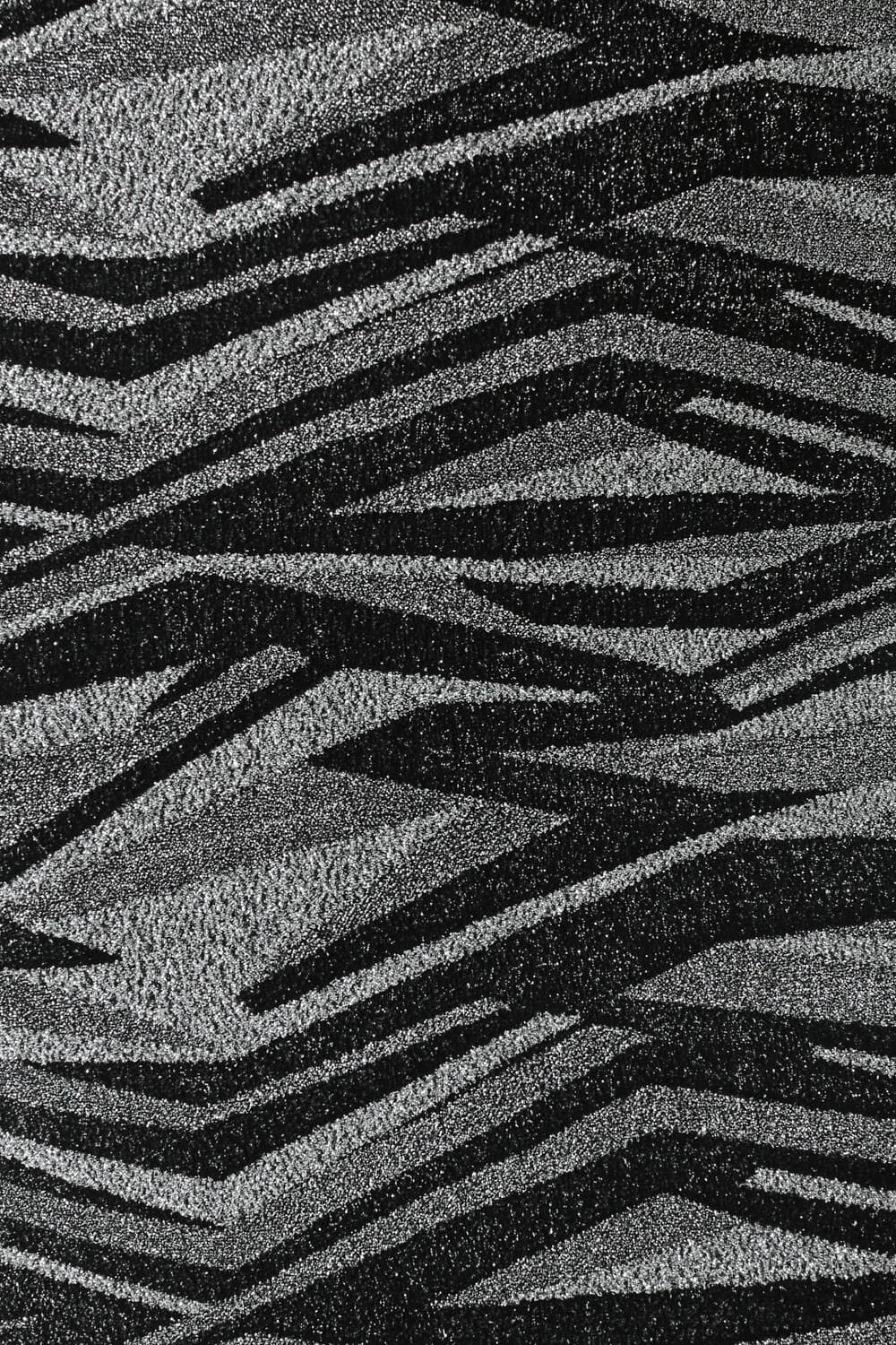 Queen L/S V-Neck Glitter Zebra Print Dress in Silver