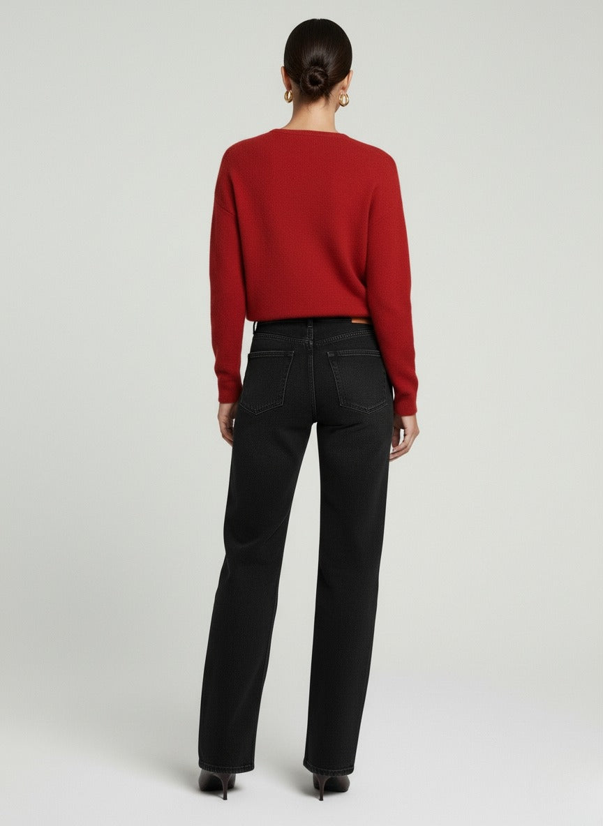 The Clara Luxe Knit Cardigan In Red