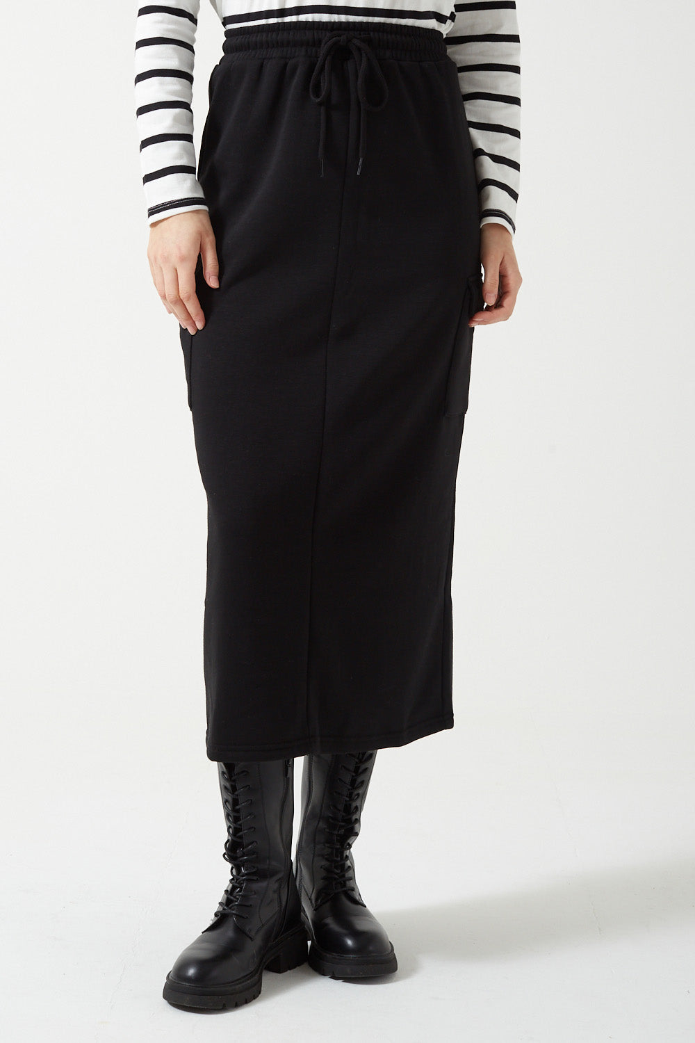 Mkenna HW Long Skirt in Black