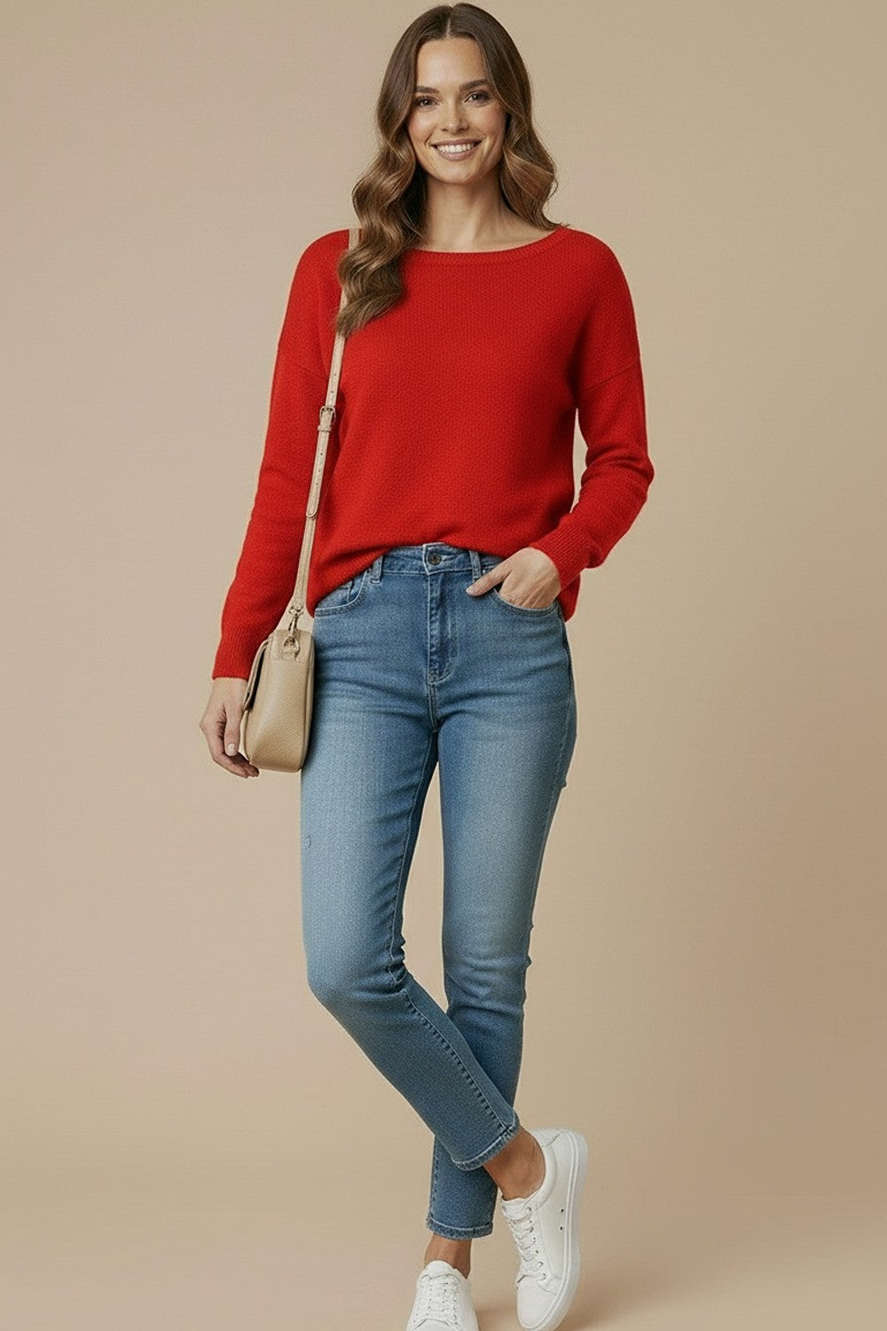 Cara Lightweight Knit Top in Red