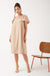 Sara Square Neck Summer Dress in Beige