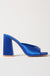 Tanya Square Toe Satin Mule Heel in Blue