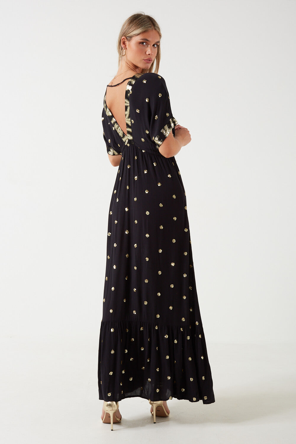 Sasha Foil Sequin Print Dress in black