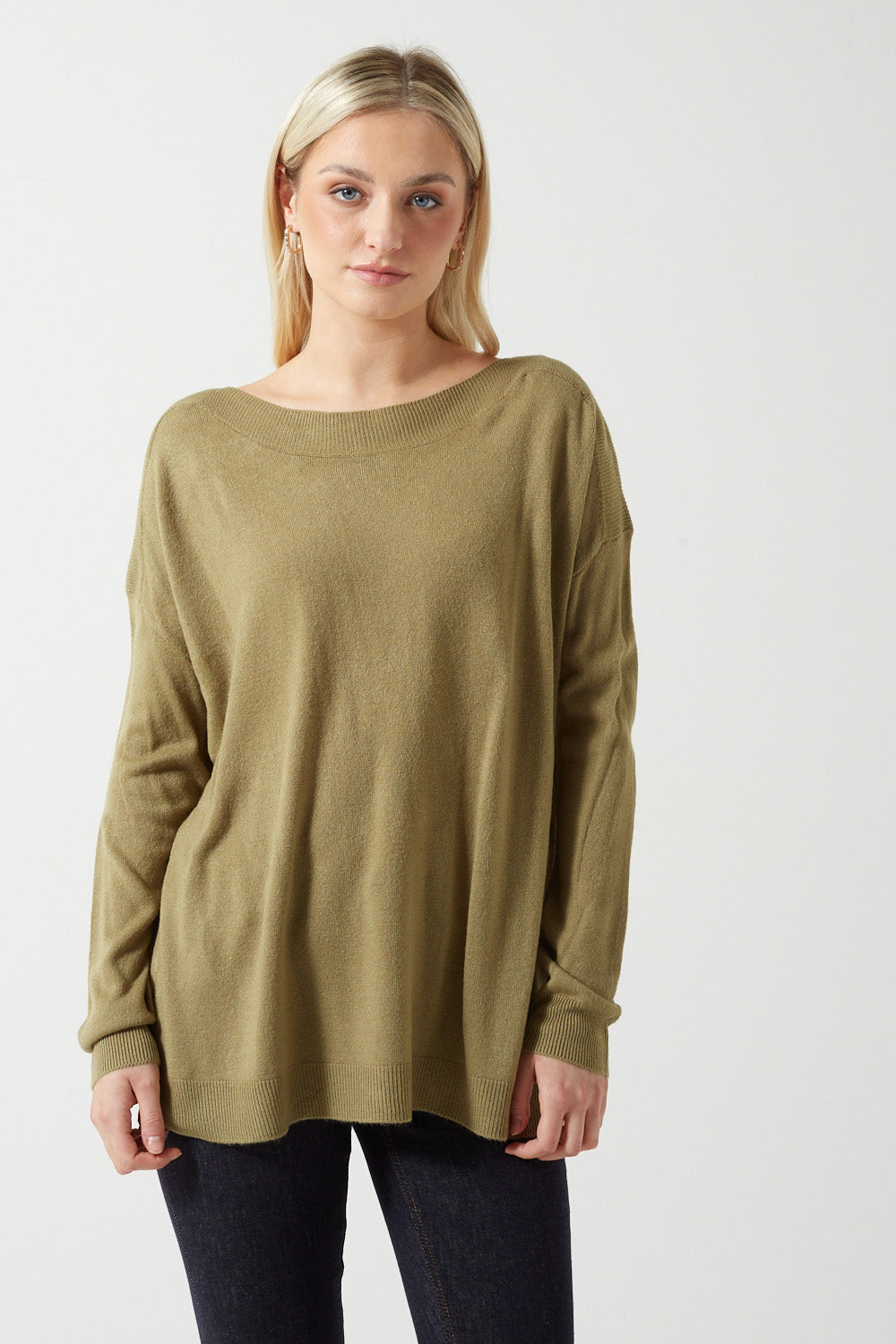 Amalia Boatneck Knit Jumper in Green