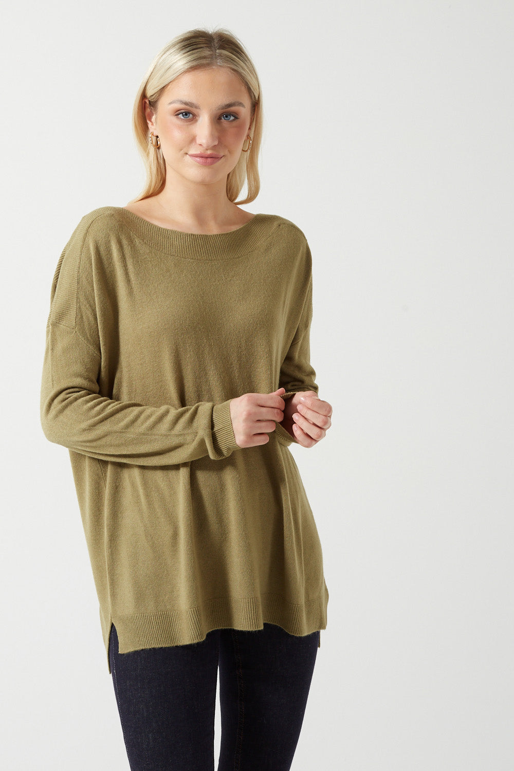 Amalia Boatneck Knit Jumper in Green