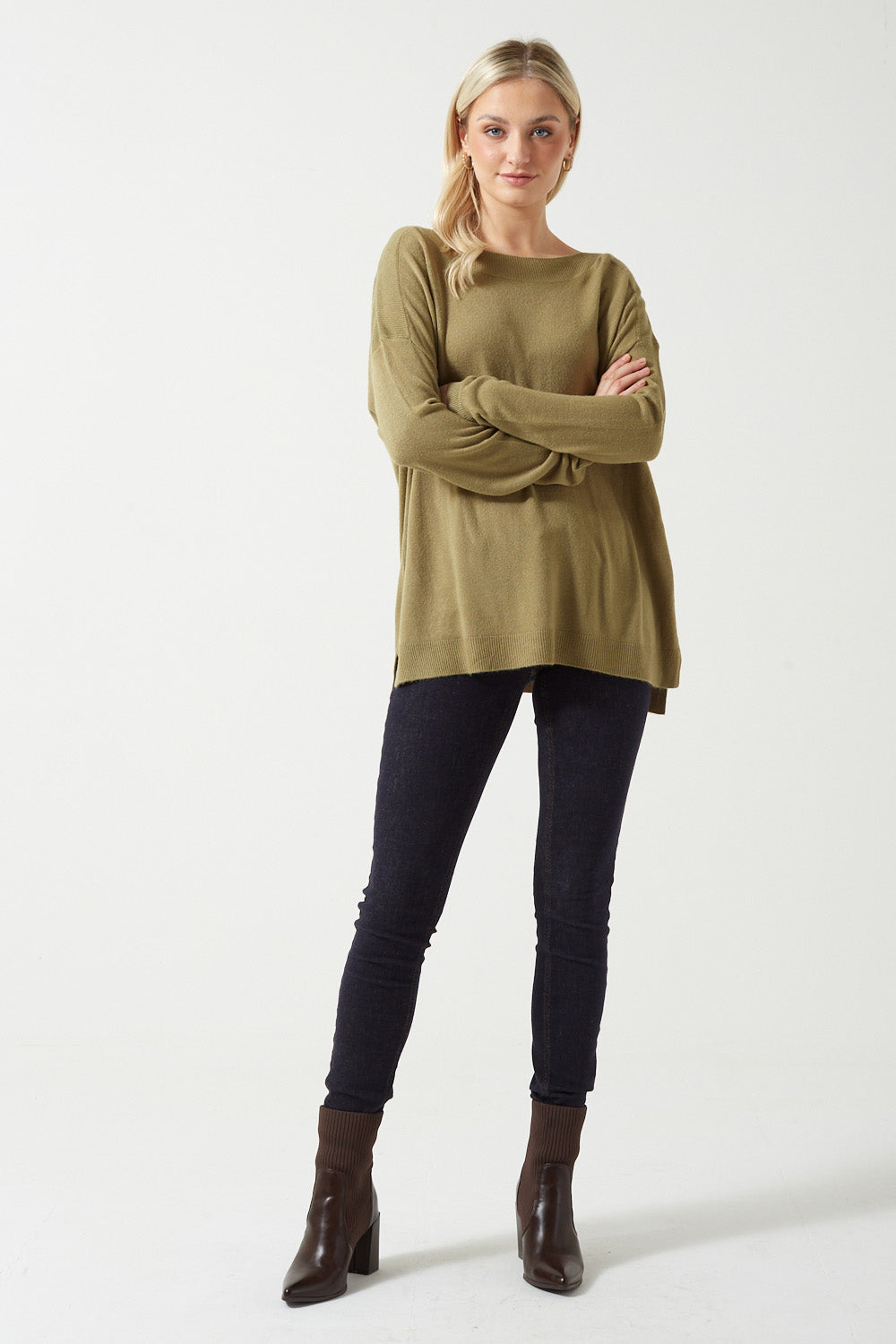 Amalia Boatneck Knit Jumper in Green