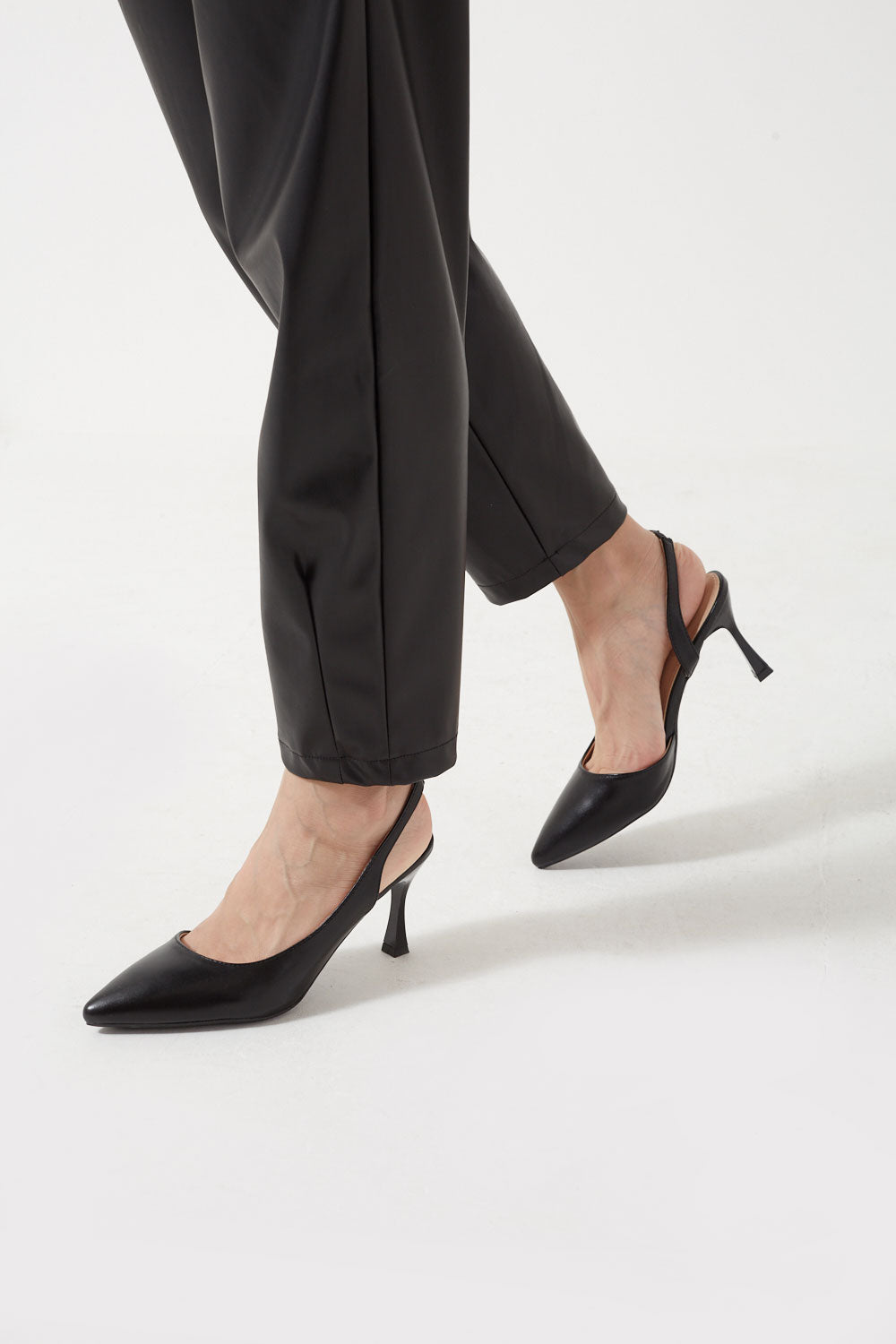 Kylie Slingback Court Shoes in Black